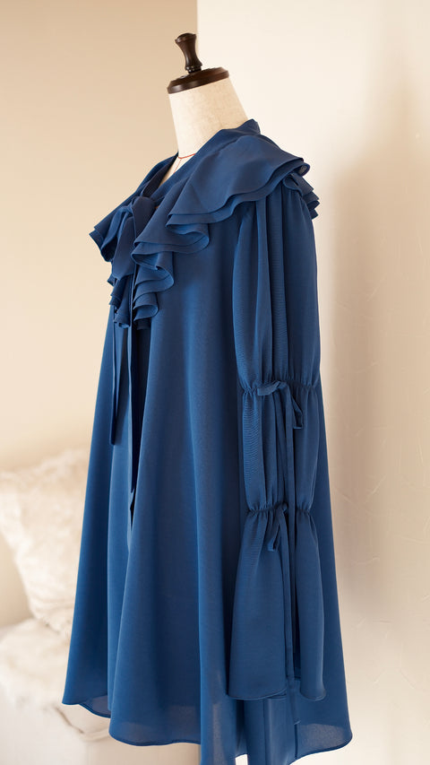 NEW COLOR|綁定‧蕾絲拼接層次襯衫裙