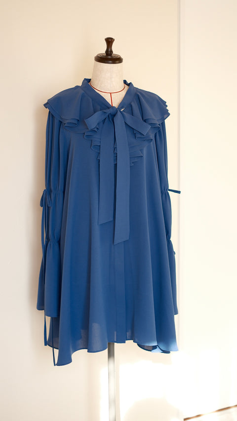 NEW COLOR|綁定‧蕾絲拼接層次襯衫裙