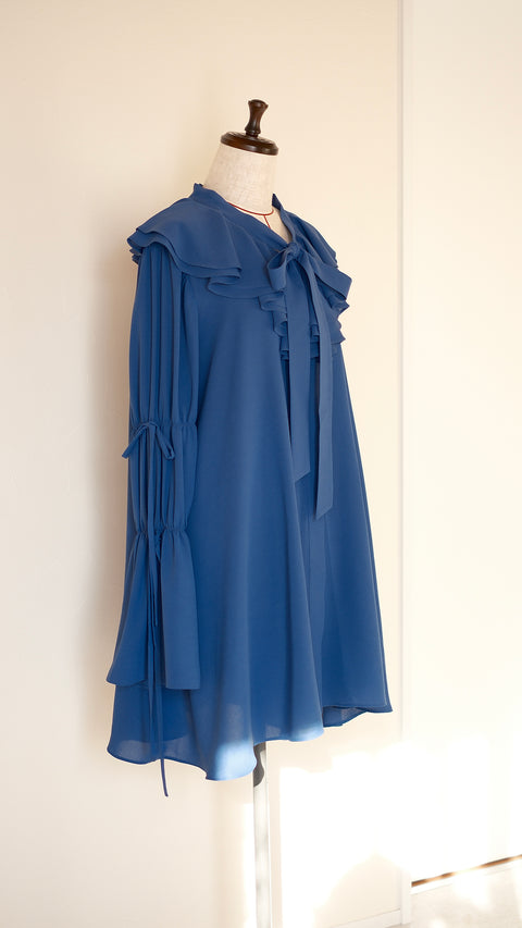 NEW COLOR|綁定‧蕾絲拼接層次襯衫裙