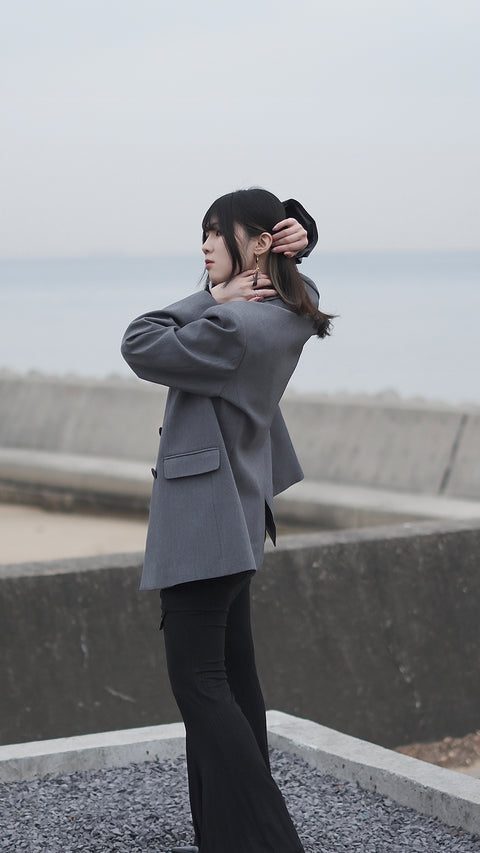 袖開釦西裝外套
