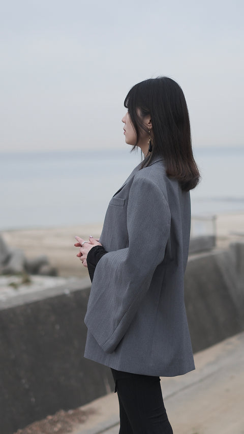 袖開釦西裝外套