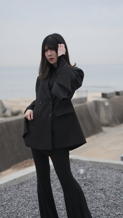 袖開釦西裝外套