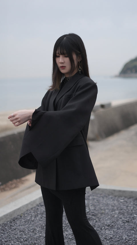 袖開釦西裝外套