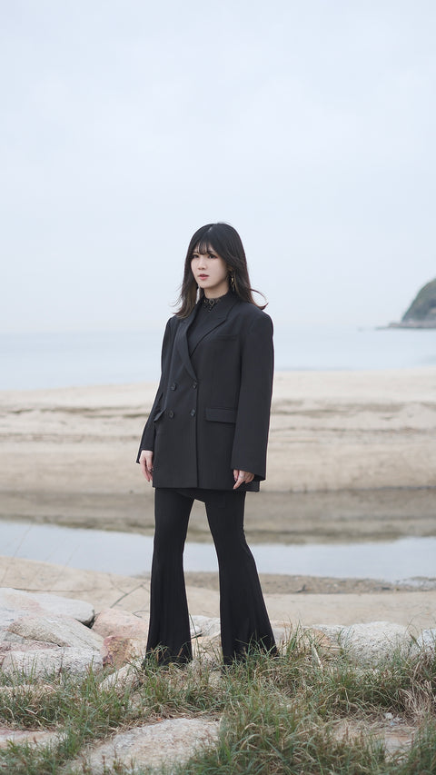 袖開釦西裝外套