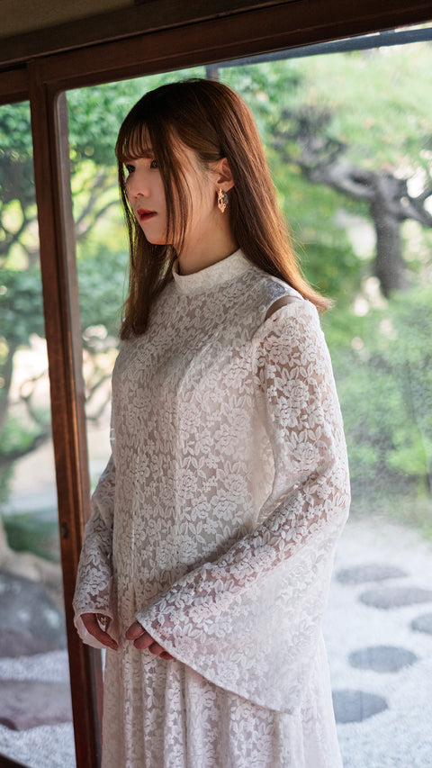 PRE-ORDER|月下·立領開肩蕾絲洋裝