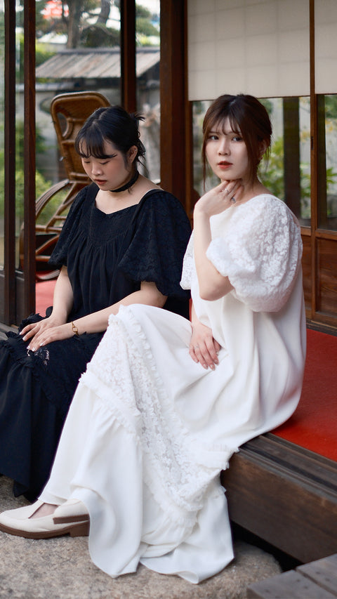 PRE-ORDER|繫語·打攬方領蕾絲長洋裝