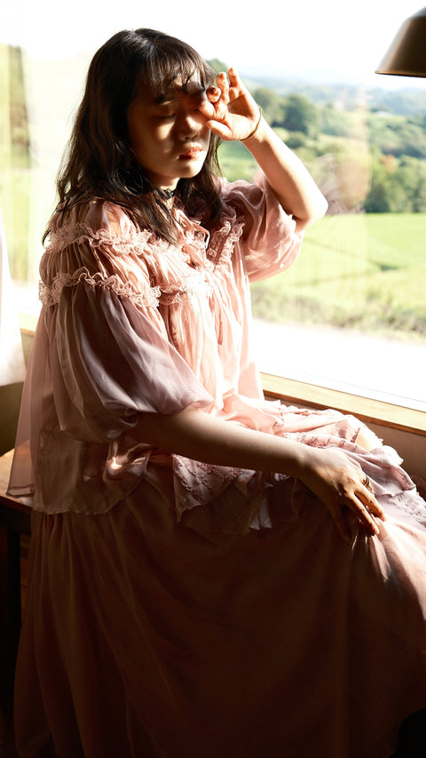 SHEER RUFFLED LACE BLOUSE