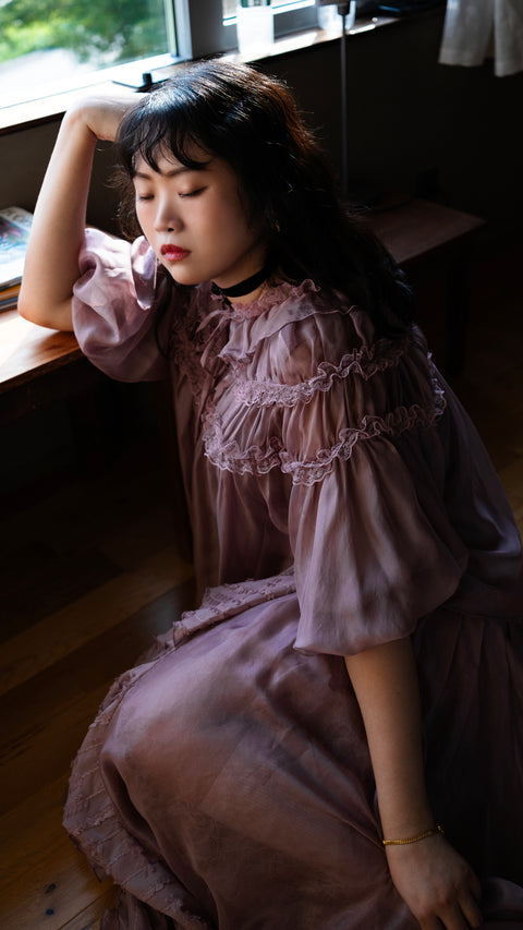 SHEER RUFFLED LACE BLOUSE
