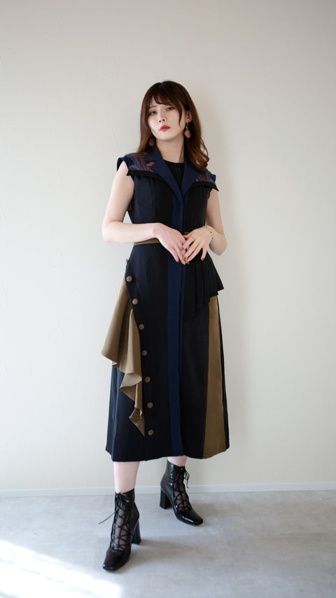 解構刺繡背心連身裙