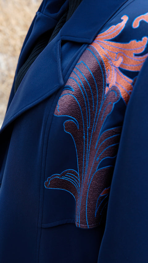 解構刺繡拼接長版外套
