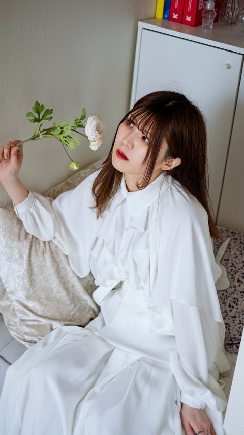 PRE-ORDER｜微光·荷葉罩肩襯衫
