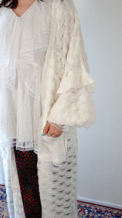 AIRFLOW OPEN-KNIT LONG CARDIGAN