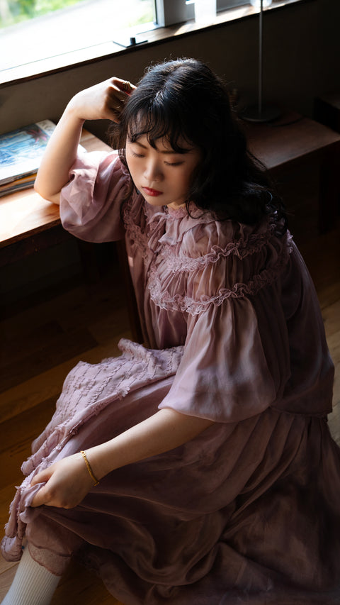 SHEER RUFFLED LACE BLOUSE